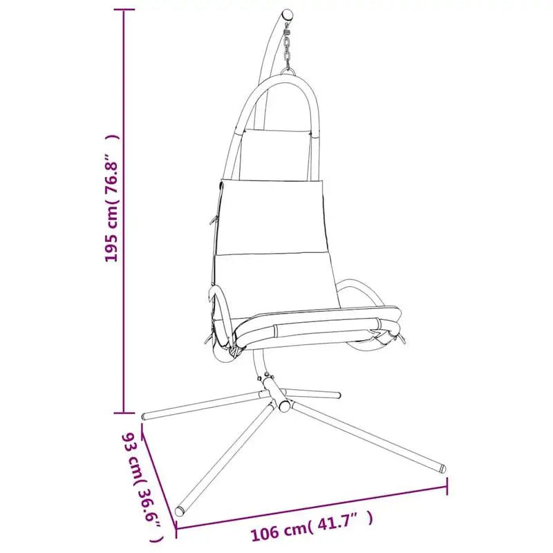 Hängesessel mit Standgestell und gepolstertem Kissen für Garten und Terrasse – 600D-Oxford-Gewebe, pulverbeschichteter Stahl, 3-cm-Polster, 3 Farben