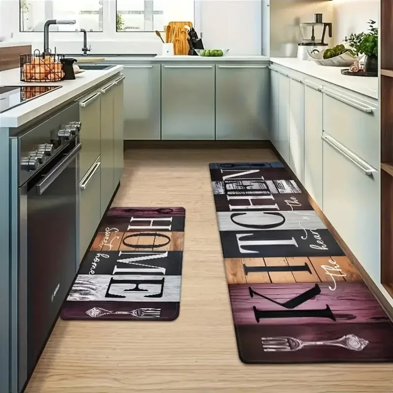 Küchenläufer in Vintage-Holzoptik für Küche, Flur und Eingang – 40 × 60 bis 60 × 180 cm, Flanell, rutschfest, saugfähig, waschbar