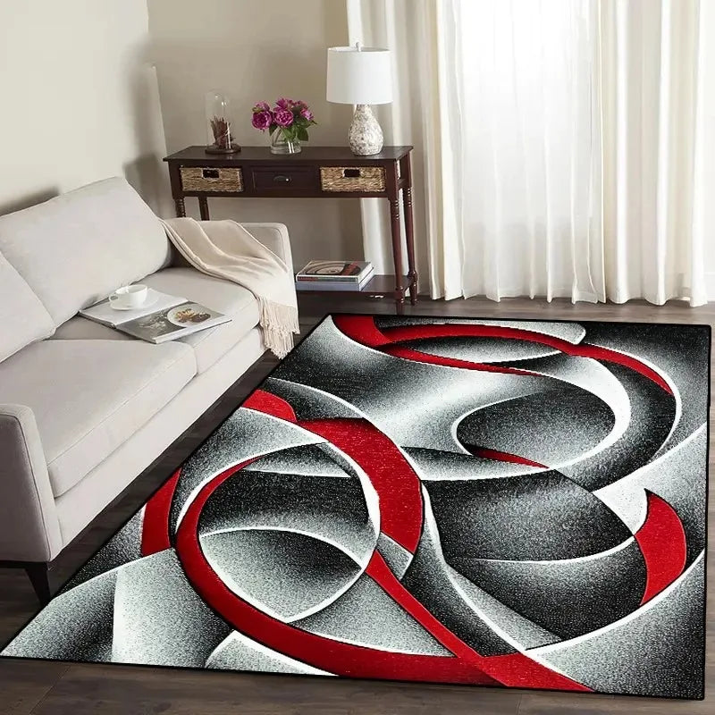 Abstrakter geometrischer Teppich im nordischen Stil für Wohnzimmer, Schlafzimmer und Flur – 40 × 60 bis 120 × 160 cm, Schaumkern, rutschfest, 7 Motive