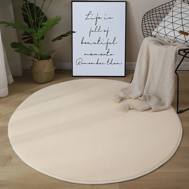 Runder, einfarbiger Flanell-Teppich in 10 Farben für Schlafzimmer und Kinderzimmer – Ø 40 bis 120 cm, weich, rutschfest, waschbar