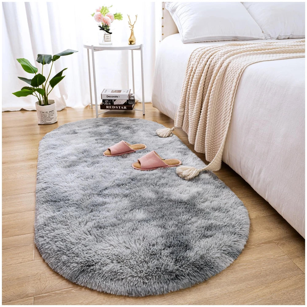 Ovaler Plüschteppich mit flauschigem Flor für Wohnzimmer, Kinderzimmer und Balkon – 40 × 60 bis 180 × 200 cm, ca. 3 cm Florhöhe, 10 Farben