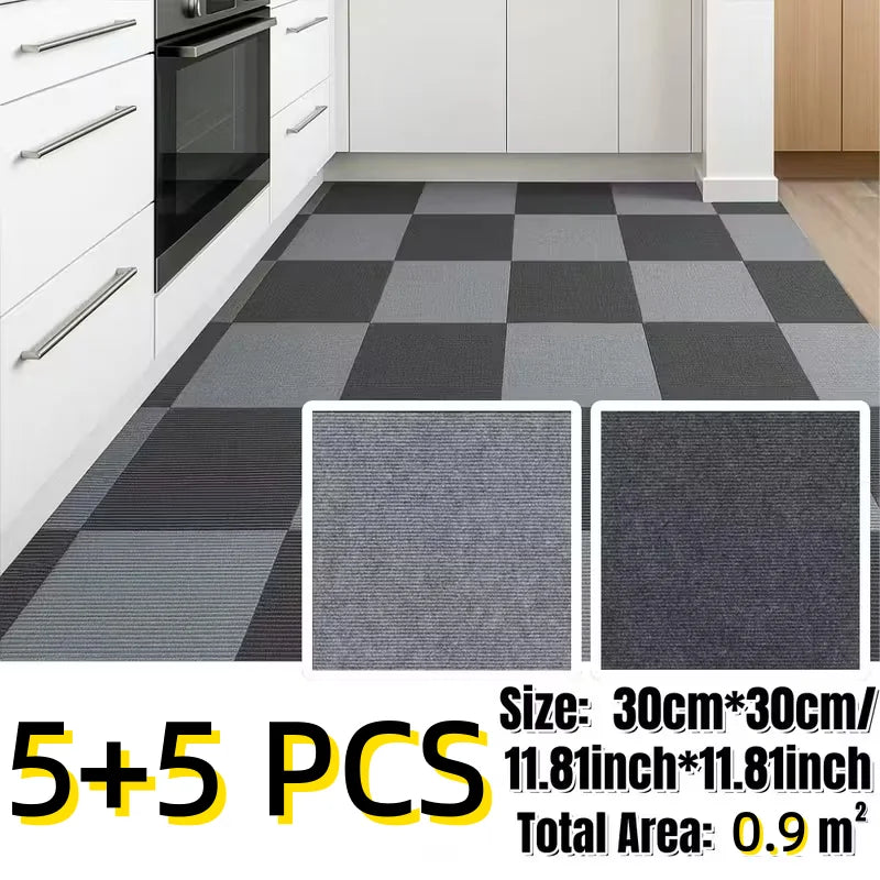 Selbstklebende Teppichfliesen zum Abziehen und Aufkleben für Schlafzimmer, Küche und Bad – 30 × 30 oder 40 × 40 cm, rutschfest, 10er-Pack, 14 Farben