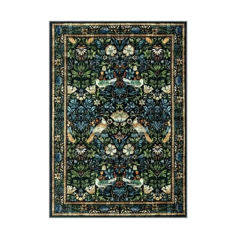Teppich mit Frühlingsblumen im Landhausstil für Wohnzimmer und Schlafzimmer – 40 × 60 bis 180 × 240 cm, Flanell, rutschfest, waschbar, 4 Motive