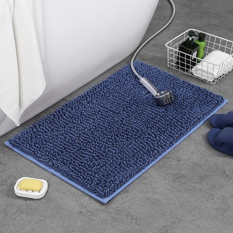 Flauschige Chenille-Badematte für Badezimmer und WC – 40 × 60 oder 50 × 80 cm, rechteckig, saugfähig, rutschfest, 8 Farben