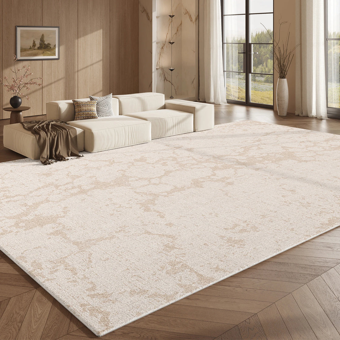Plüschteppich mit abstraktem Muster im Light-Luxury-Stil für Wohnzimmer und Schlafzimmer – 80 × 120 bis 200 × 300 cm, rutschfest, 10 Motive