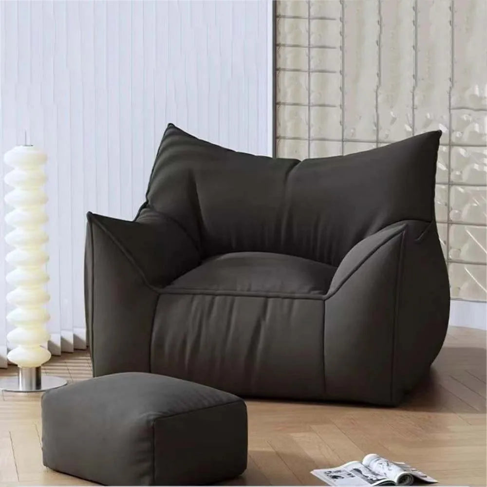 Sitzsack-Sessel mit Fußhocker und EPS-Füllung für Wohnzimmer, Schlafzimmer und Balkon – 80 × 70 × 60 cm, schmutzabweisend, 3 Farben