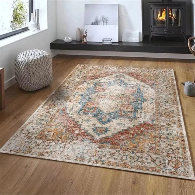 Teppich aus Kristallsamt im marokkanischen Boho-Stil für Wohnzimmer und Schlafzimmer – 40 × 60 bis 160 × 230 cm, bedruckt, schmutzabweisend, 25 Motive