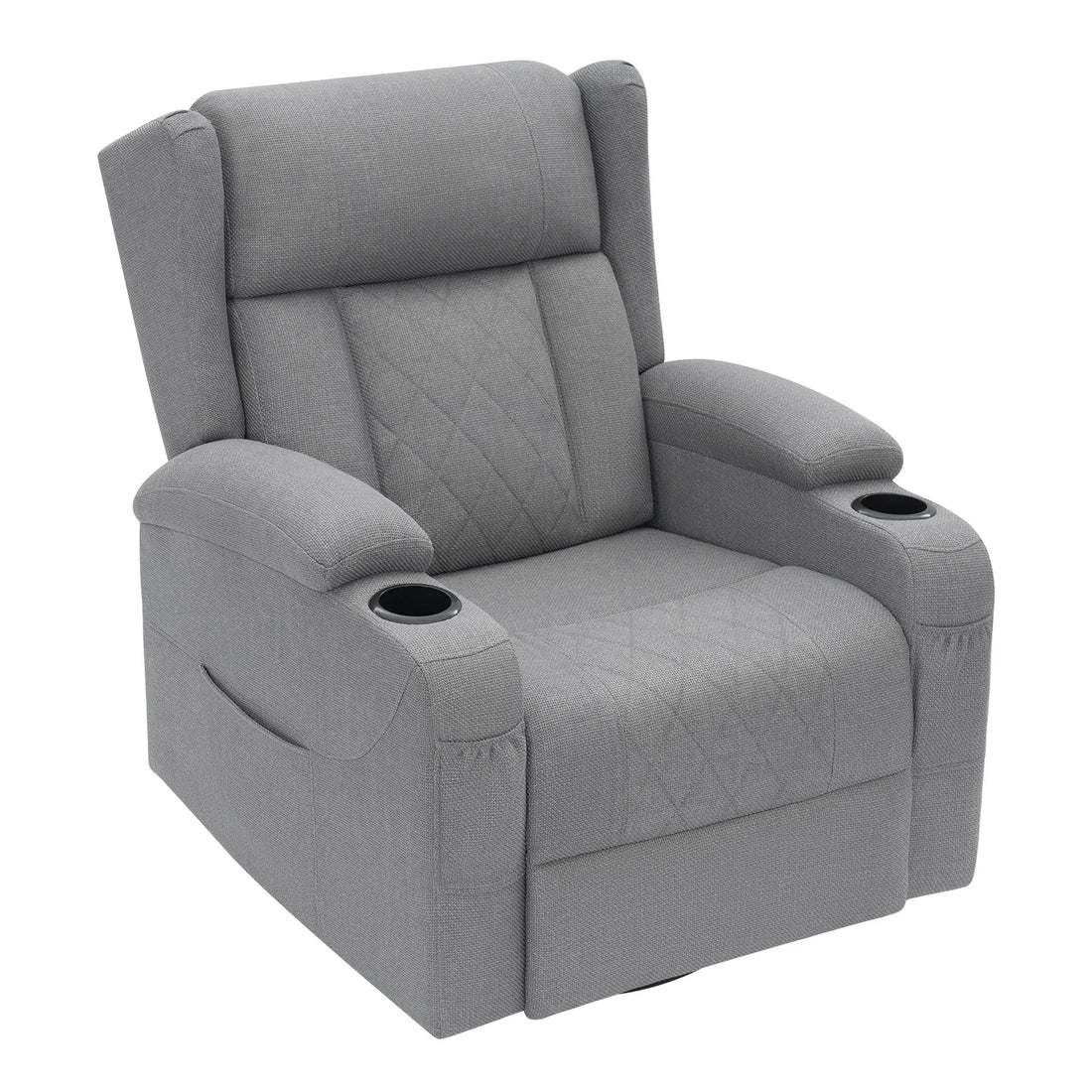 Drehbarer Relaxsessel mit verstellbarer Rückenlehne und Fußstütze für Wohnzimmer und Schlafzimmer – 87 × 94,5 × 103,5 cm, Getränkehalter, 3 Bezüge
