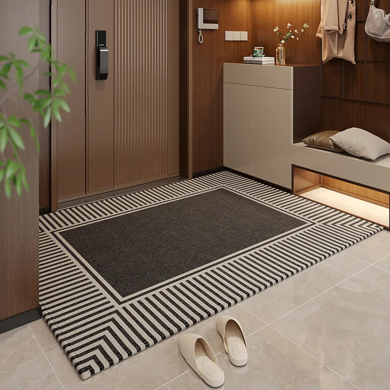 Fußmatte aus Kristallsamt im Light-Luxury-Stil für Eingang, Foyer und Wohnzimmer – 40 × 60 bis 80 × 120 cm, gestreift, rutschfest, 6 Motive