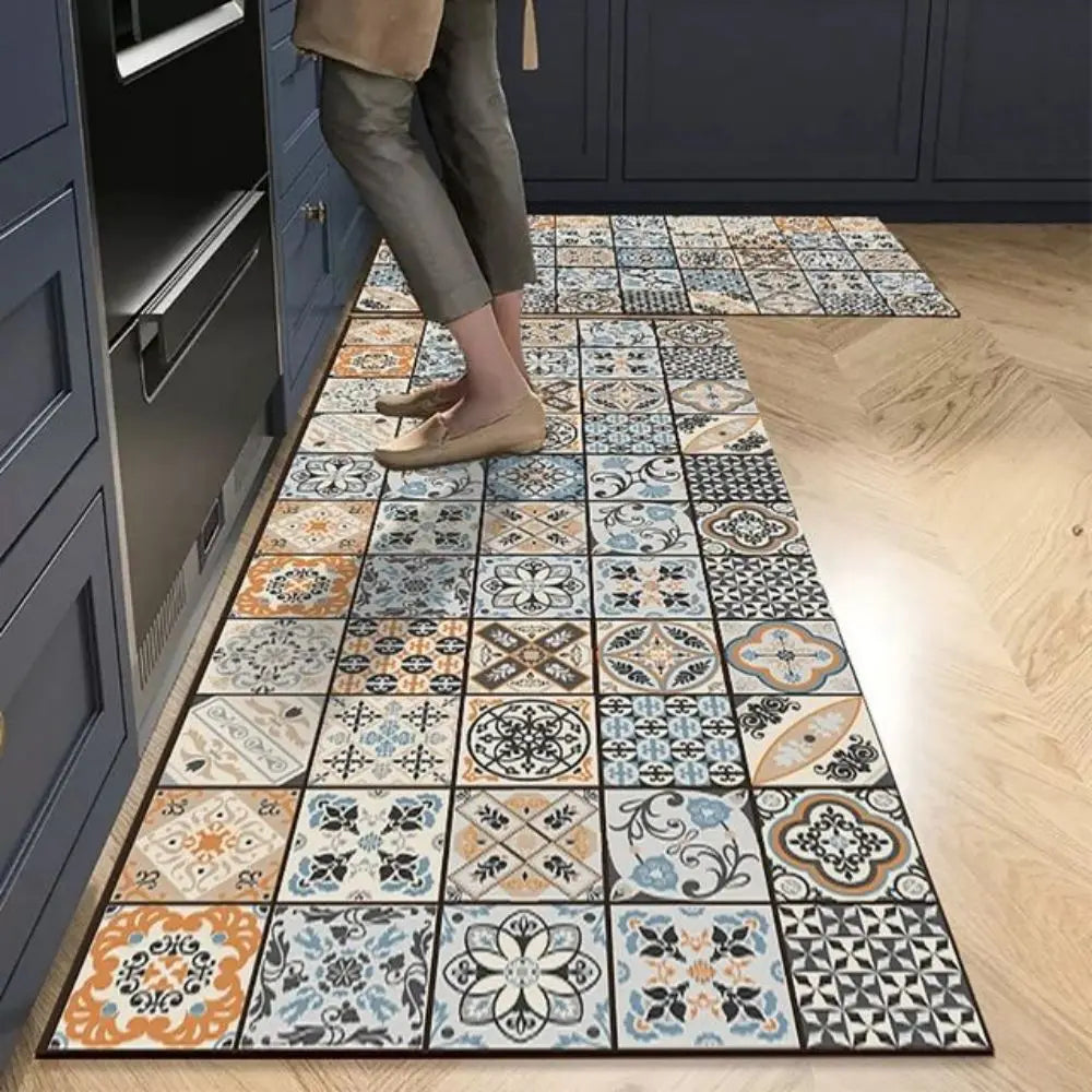 Küchenläufer aus Kristallsamt für Küche und Eingang – 40 × 60 bis 50 × 160 cm, saugfähig, ölbeständig, rutschfest, einzeln oder im 2er-Set, 8 Motive