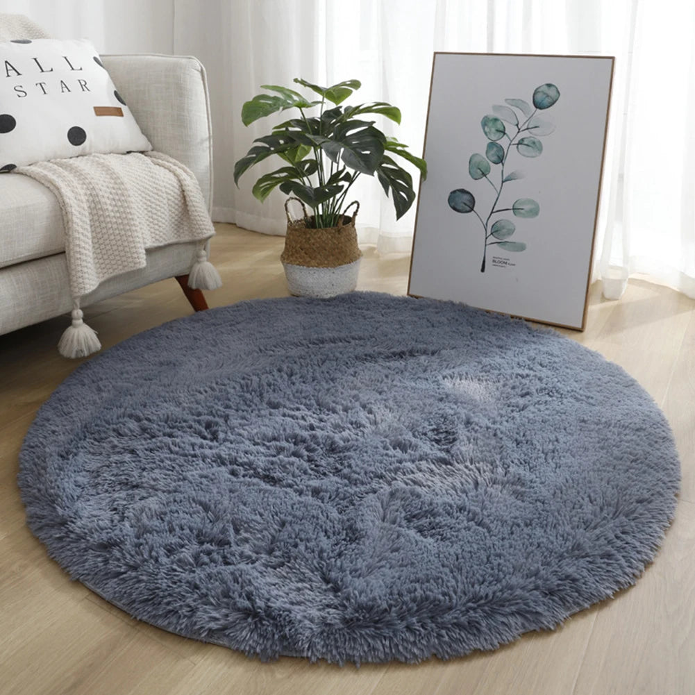 Runder Hochflor-Teppich mit 4 cm Flor für Wohnzimmer, Schlafzimmer und Kinderzimmer – Ø 40, 60 oder 80 cm, rutschfest, waschbar, 12 Farben