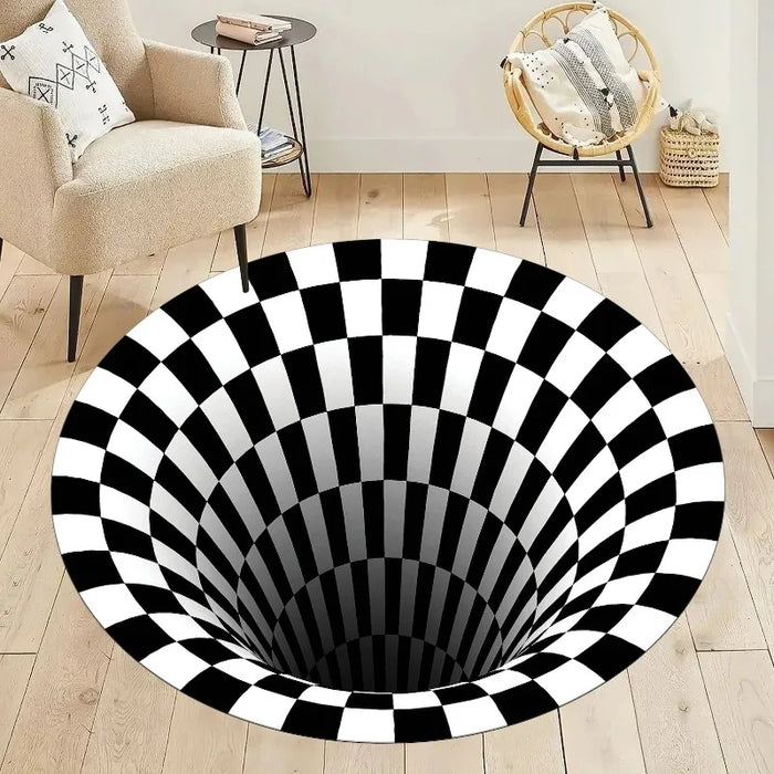 Runder Teppich mit 3D-Strudel-Illusion für Wohnzimmer und Schlafzimmer – Ø 40 bis 120 cm, optische Täuschung, Flanell, rutschfest, 5 Motive