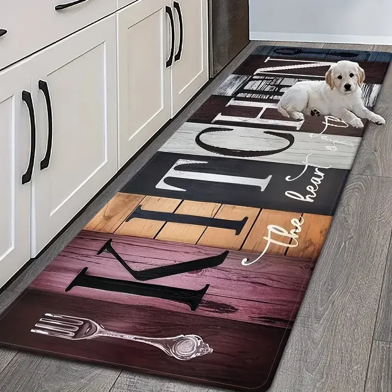 Küchenläufer in Vintage-Holzoptik für Küche, Flur und Eingang – 40 × 60 bis 60 × 180 cm, Flanell, rutschfest, saugfähig, waschbar