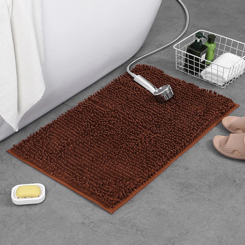 Flauschige Chenille-Badematte für Badezimmer und WC – 40 × 60 oder 50 × 80 cm, rechteckig, saugfähig, rutschfest, 8 Farben