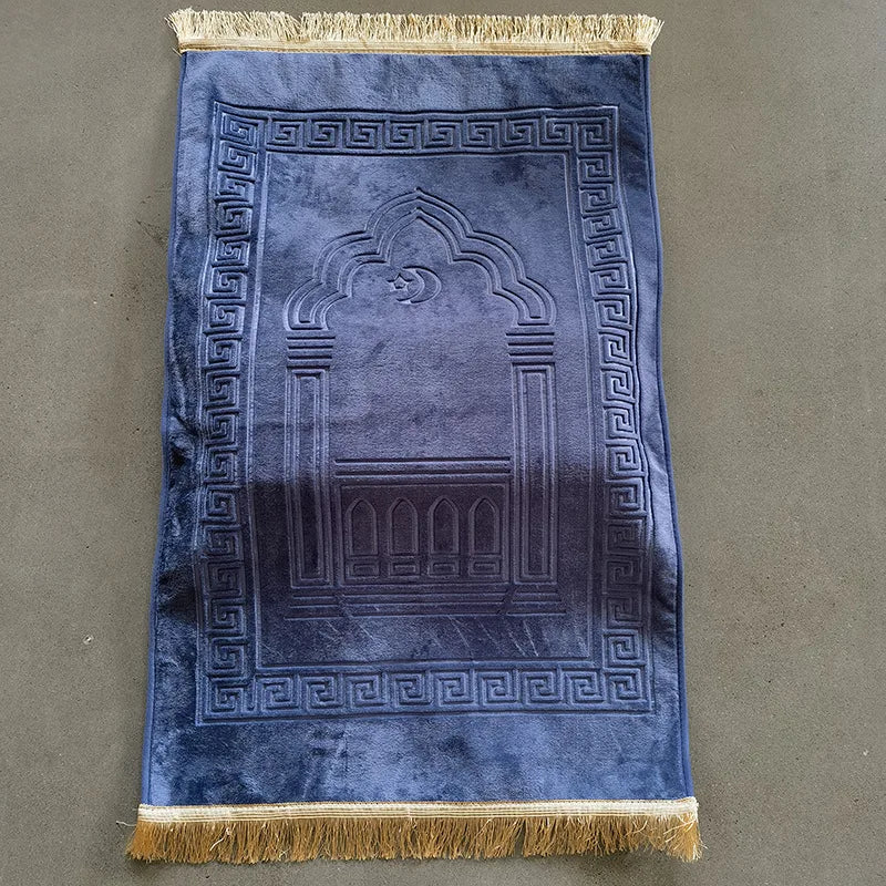 Gepolsterter Gebetsteppich mit Vintage-Muster und Quasten für Wohnzimmer und Gebetsecke – 70 × 110 cm, 8 cm dick, Samtdruck, rutschfest, 6 Farben