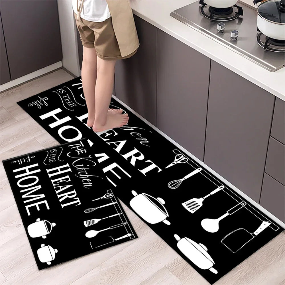 Langer Küchenläufer aus Kristallsamt für Küche, Flur und Wohnzimmer – 40 × 60 bis 50 × 160 cm, bedruckt, saugfähig, rutschfest, PVC-Rücken, 25 Motive