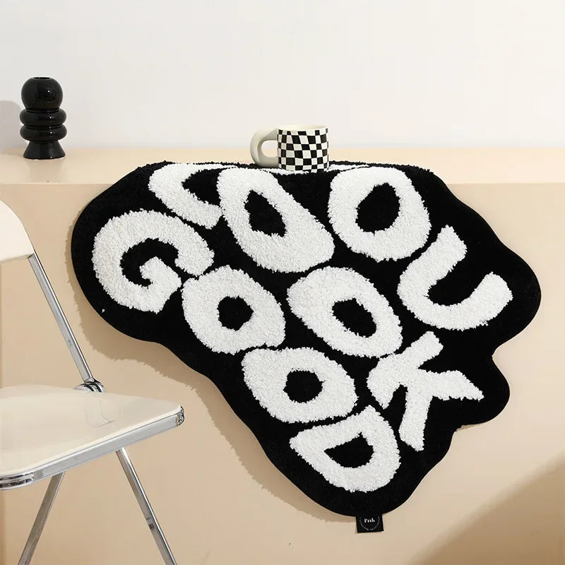 Unregelmäßig geformter Teppich mit Buchstaben-Motiv aus Kaschmirimitat für Schlafzimmer und Eingang – 40 × 60 oder 50 × 80 cm, weich, rutschfest