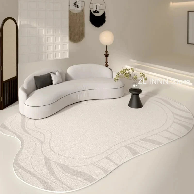 Unregelmäßig ovaler Kurzflorteppich im nordischen Stil für Wohnzimmer und Schlafzimmer – 60 × 90 bis 200 × 400 cm, rutschfest, waschbar, 14 Motive