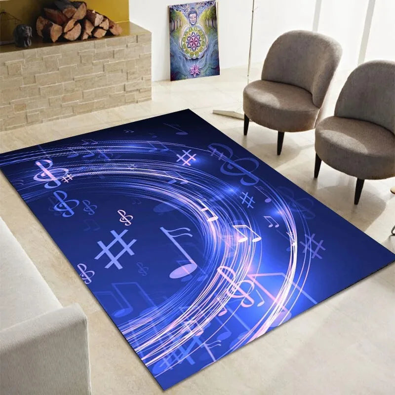 Teppich mit Musik-Motiv aus Klavier und Noten für Wohnzimmer, Schlafzimmer und Flur – 40 × 60 bis 120 × 160 cm, rechteckig, rutschfest, 21 Motive