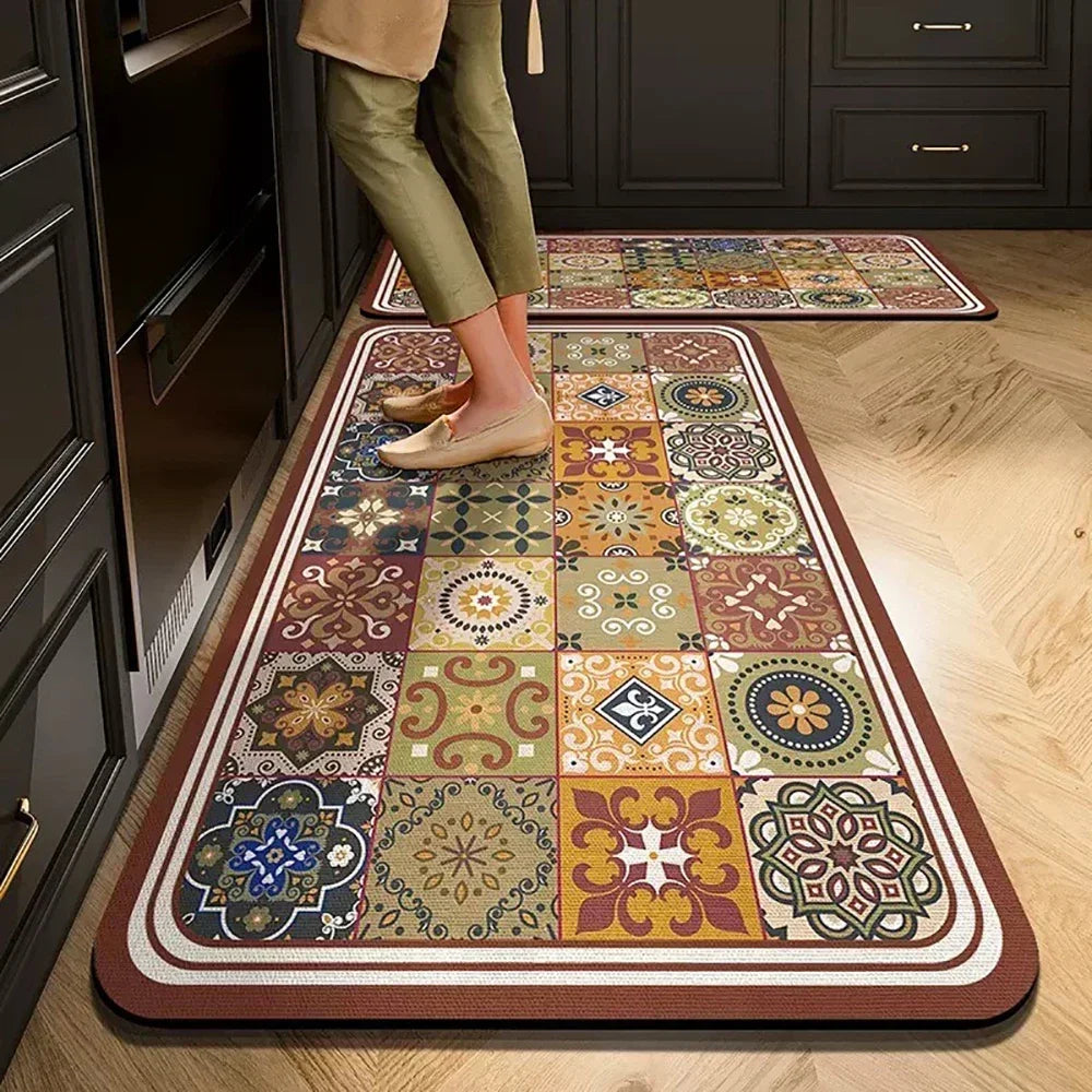 Langer Küchenläufer aus Kristallsamt für Küche, Flur und Wohnzimmer – 40 × 60 bis 50 × 160 cm, bedruckt, saugfähig, rutschfest, PVC-Rücken, 25 Motive