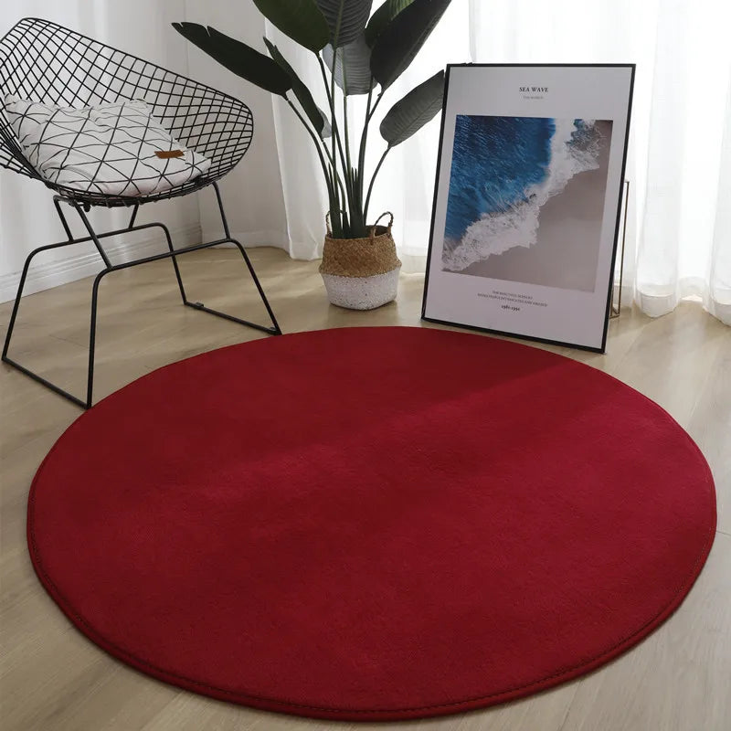 Runder Teppich aus Korallensamt in Uni-Farben für Wohnzimmer, Kinderzimmer und als Krabbelmatte – Ø 60 bis 200 cm, Schaumkern, 13 Farben