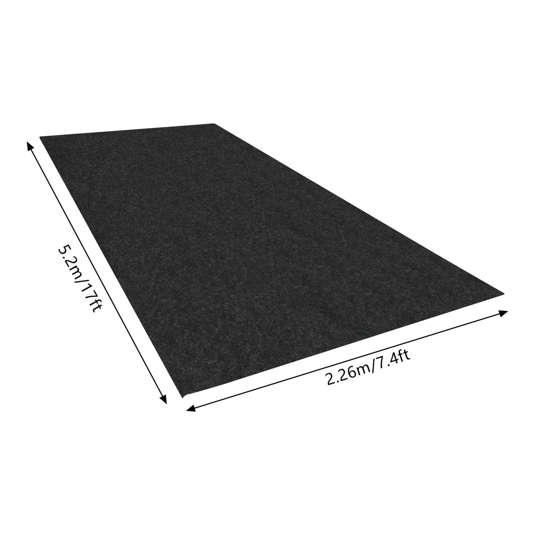 Rutschfeste Garagenbodenmatte aus Vliesstoff und PE für Garage, Lager und Werkstatt – bis 226 × 610 cm, 2,5 mm, wasserdicht, ölbeständig, Dunkelgrau