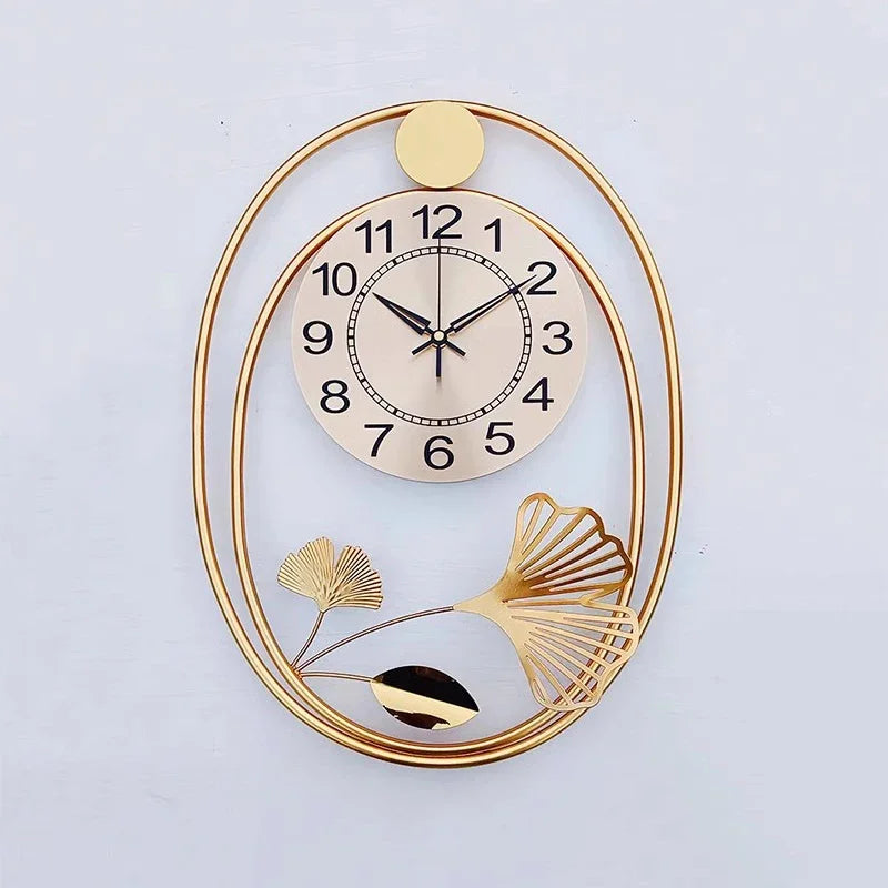 Wanduhr aus Metall im nordischen Stil als Wanddekoration für Schlafzimmer und Wohnzimmer – 46 × 34 oder 55 × 43 cm, geräuschloses Quarzwerk