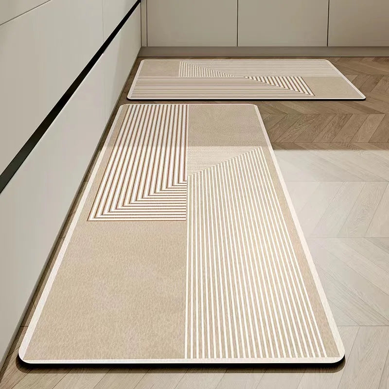 Kieselgur-Küchenmatte mit geometrischem Muster für Küche, Bad und Schlafzimmer – 40 × 60 bis 60 × 160 cm, abwischbar, saugfähig, rutschfest, 13 Motive