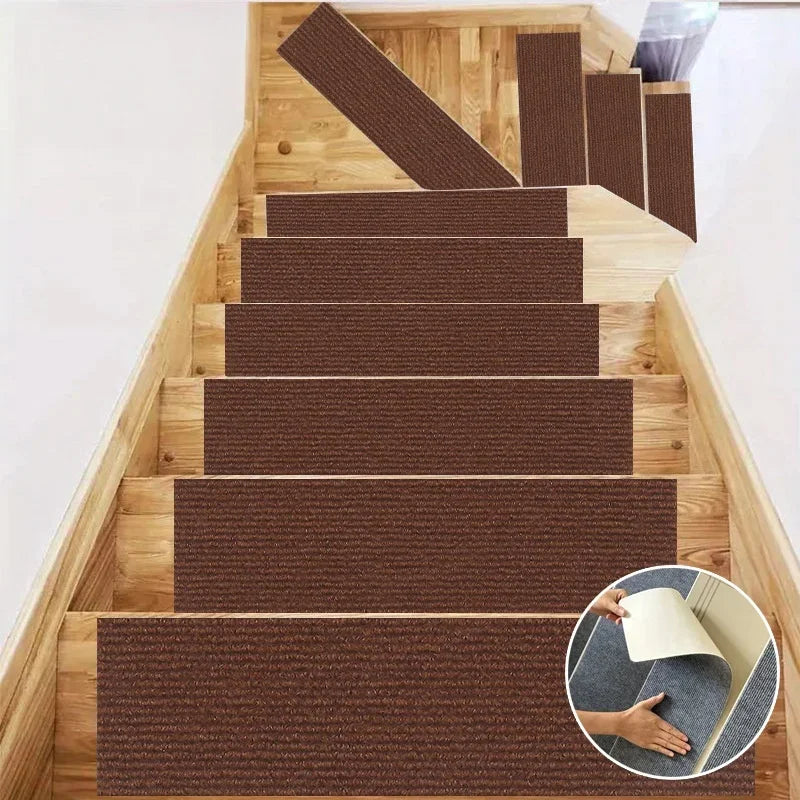 Rutschfeste Treppenstufenmatte als Teppichstreifen für Holzstufen im Haus – 20 × 80 cm, Polyester, PVC-Rückseite, waschbar, 6 Farben