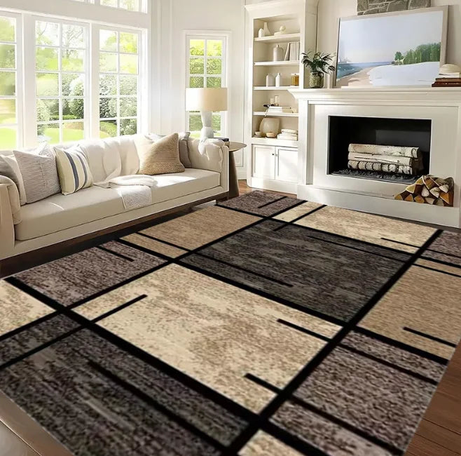 Moderner Teppich mit Linienmuster aus Flanell für Wohnzimmer, Schlafzimmer und Büro – 40 × 60 bis 120 × 160 cm, rechteckig, rutschfest, 5 Motive