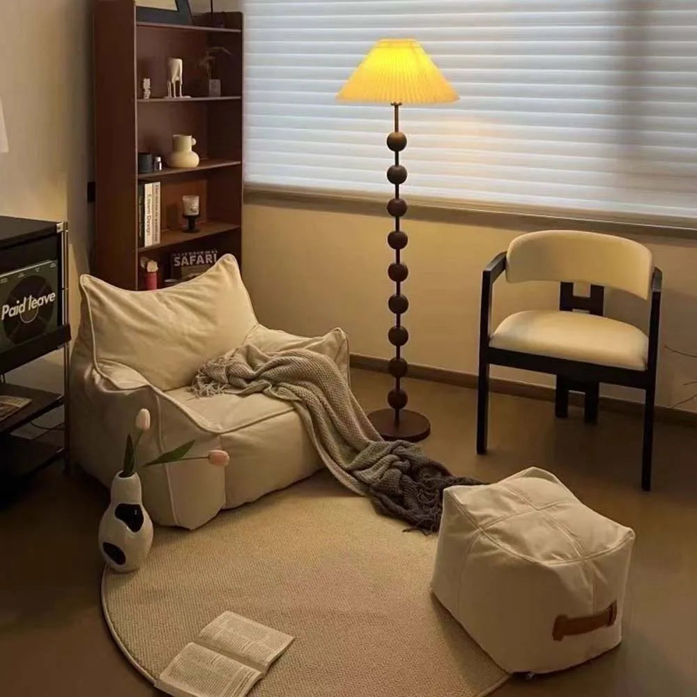 Sitzsack-Sessel mit Fußhocker und EPS-Füllung für Wohnzimmer, Schlafzimmer und Balkon – 80 × 70 × 60 cm, schmutzabweisend, 3 Farben