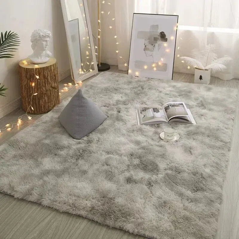 Hochflor-Teppich aus Seidenwolle für Schlafzimmer, Kinderzimmer und Wohnzimmer – 40 × 60 bis 120 × 160 cm, Batik-Optik, rutschfest, 6 Motive