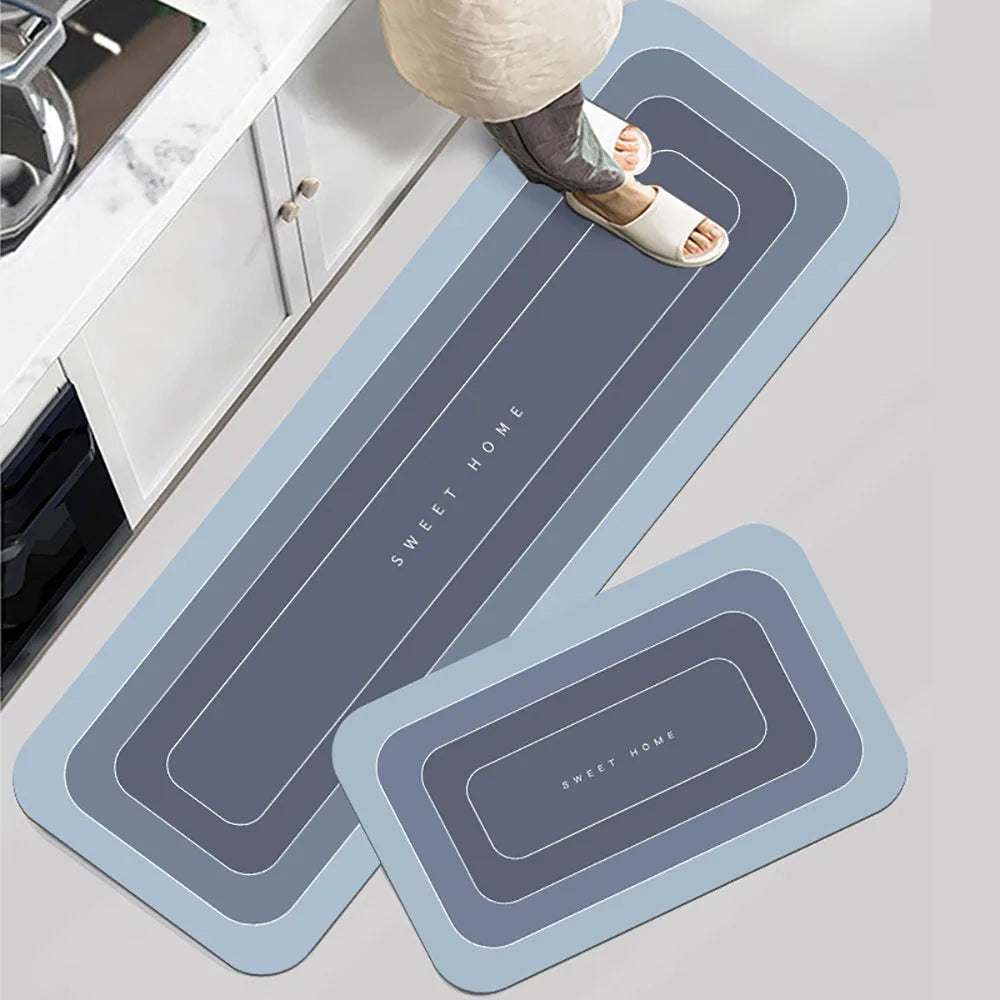 Einfarbige Küchenmatte aus Kristallsamt als Läufer für Küche, Bad und Flur – 40 × 60 bis 50 × 160 cm, saugfähig, rutschfest, 5 Ausführungen