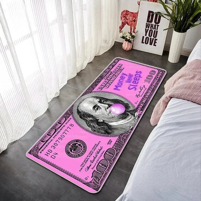 Läufer mit Banknoten-Motiv für Schlafzimmer, Flur und Büro – 40 × 60 bis 50 × 160 cm, weich, rutschfest, geräuschdämpfend, 16 Motive