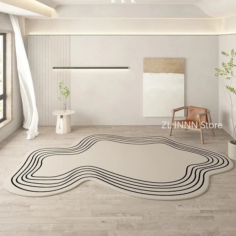 Unregelmäßig ovaler Kurzflorteppich im nordischen Stil für Wohnzimmer und Schlafzimmer – 60 × 90 bis 200 × 400 cm, rutschfest, waschbar, 14 Motive
