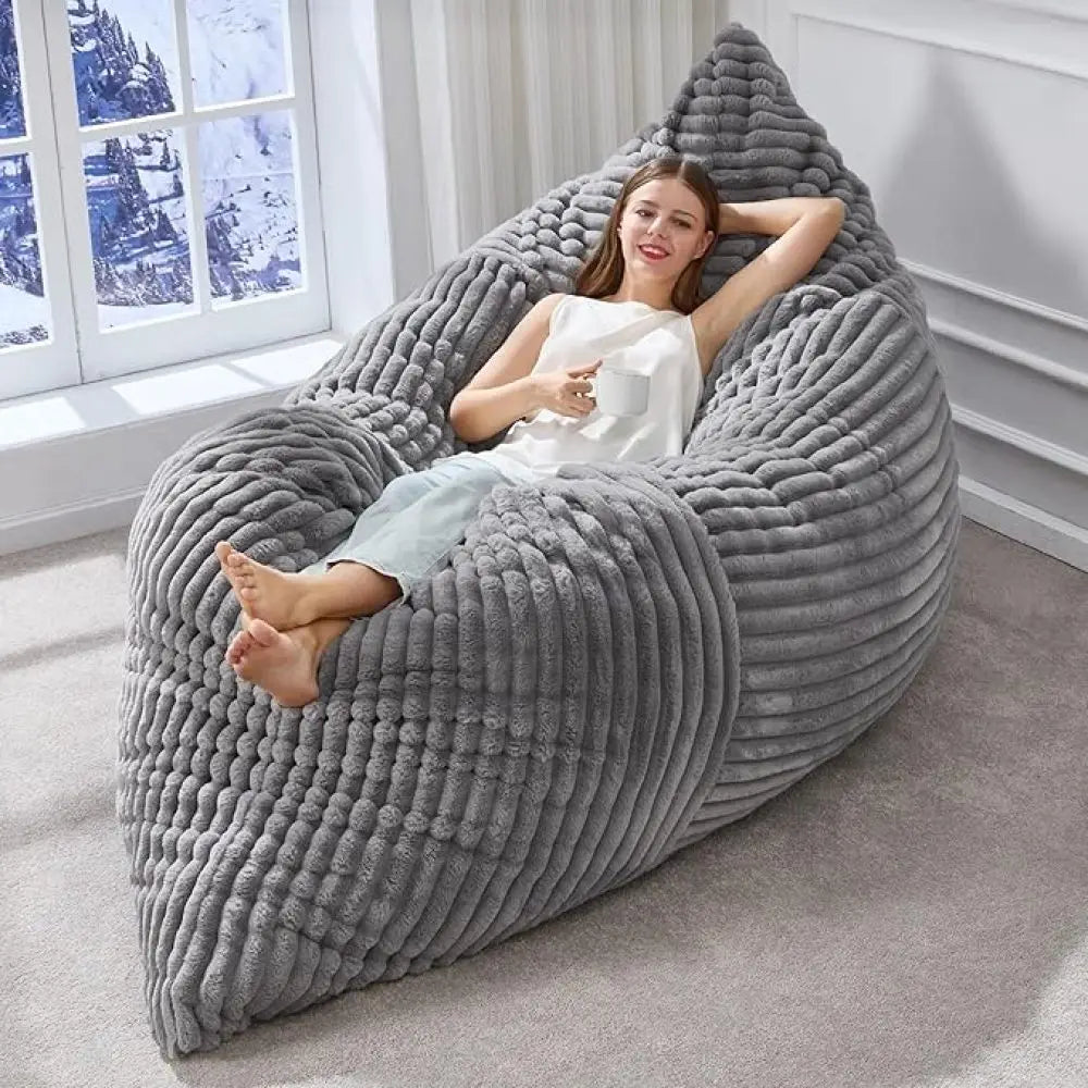 Übergroßer Plüsch-Sitzsack, umwandelbar in Sessel, Sofa und Bett, für Wohnzimmer und Schlafzimmer – Memory-Schaum-Füllung, Flanell, 4 Farben