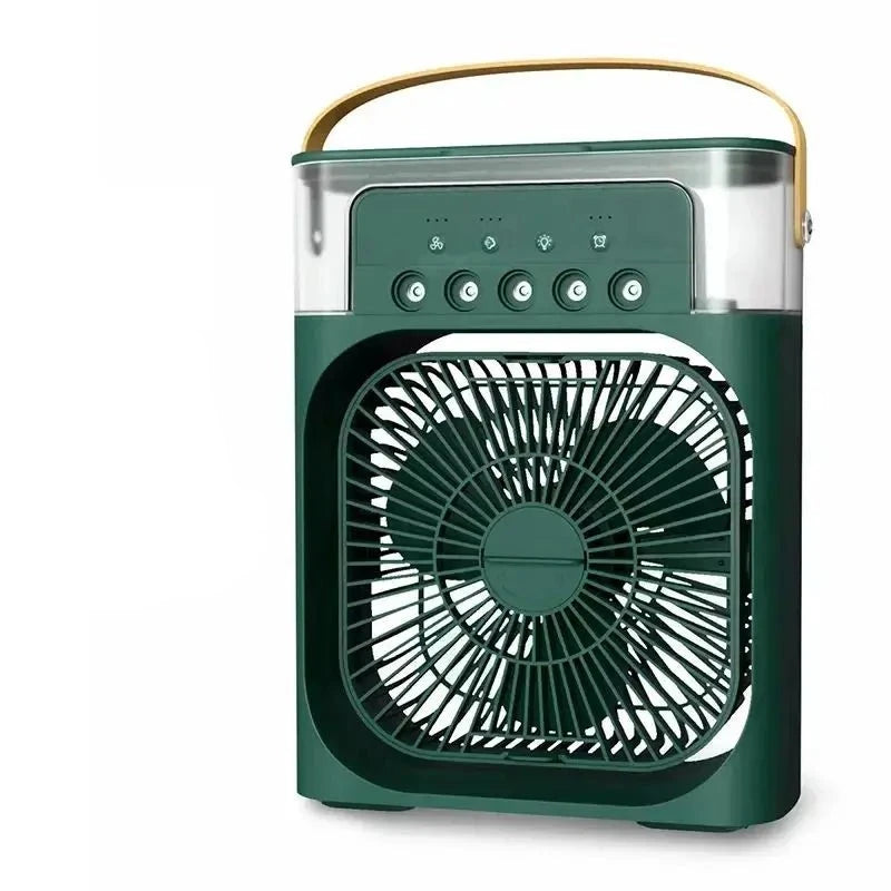 Mini-Luftkühler mit Wassertank, Sprühnebel und Stimmungslicht für Schlafzimmer und Büro – 500-ml-Tank, 3 Stufen, Timer, USB, ca. 21 cm breit