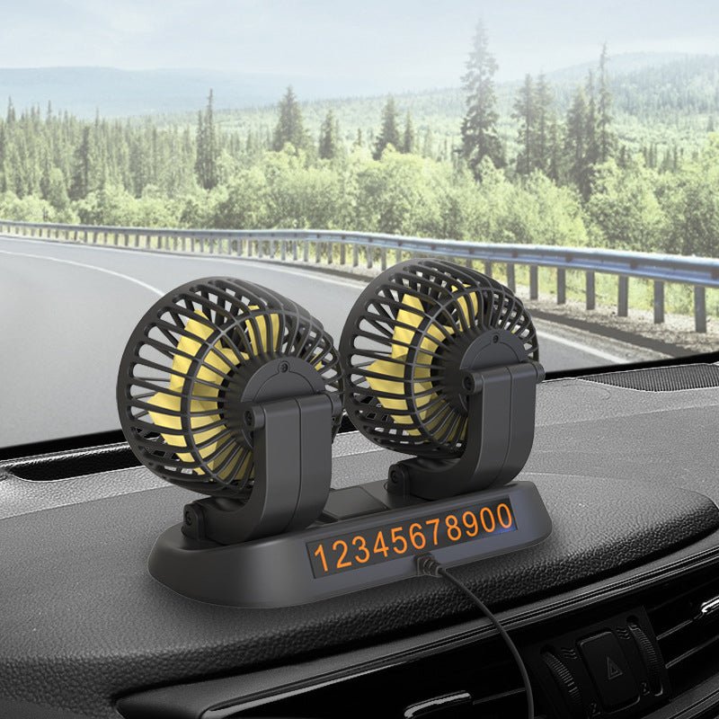 Doppelkopf-Autoventilator für den Zigarettenanzünder für Armaturenbrett und Sitzlehne – 360° drehbar, 2 Stufen, 22 × 15,5 × 6,6 cm, 12 V oder 24 V