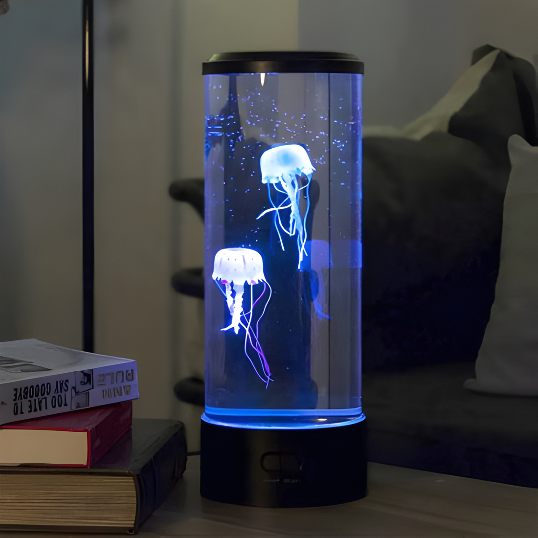 Quallen-Lampe mit Ozean-Atmosphäre als Stimmungslicht für Schlafzimmer, Kinderzimmer und Wohnzimmer – schwebende Quallen-Optik