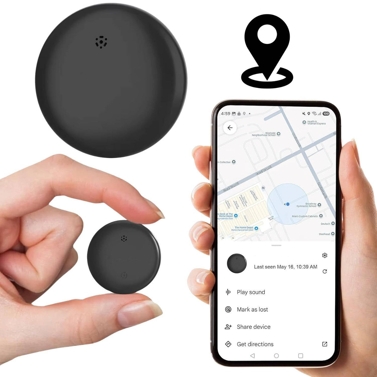 Mini-Bluetooth-Tracker zum Wiederfinden von Schlüsseln, Taschen, Koffern und Fahrrädern – IP67, bis 50 m, App, 1 bis 4 Stück