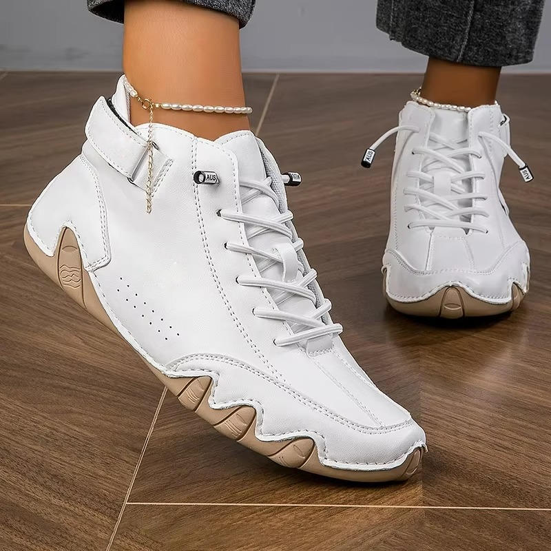 Knöchelhohe Barfußschuhe mit Schnürung und Klettriemen für Alltag, Büro und Outdoor – 4-mm-Sohle, breite Zehenbox, Wildlederoptik, 3 Farben, 7 Größen