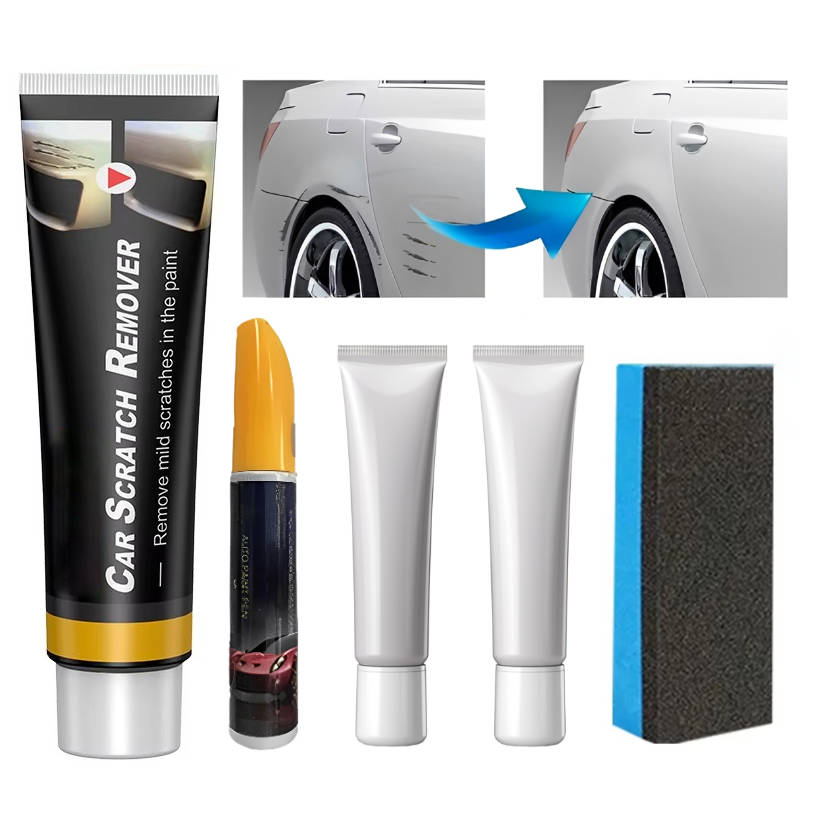 Kratzer-Reparaturset fürs Auto mit Polierpaste, Lackstift und Schwamm für Lackkratzer und Swirls – Wachsanteil, per Hand oder Maschine, 7 Farben