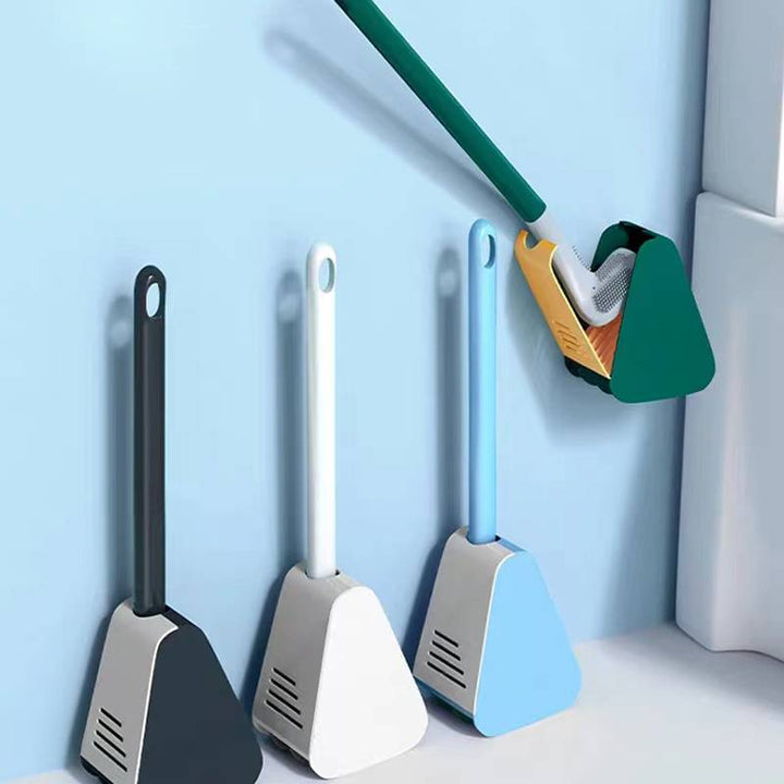 Silikon-WC-Bürste mit Wandhalterung für das Badezimmer – flexibler Bürstenkopf, belüftet, ohne Bohren, 4 Farben