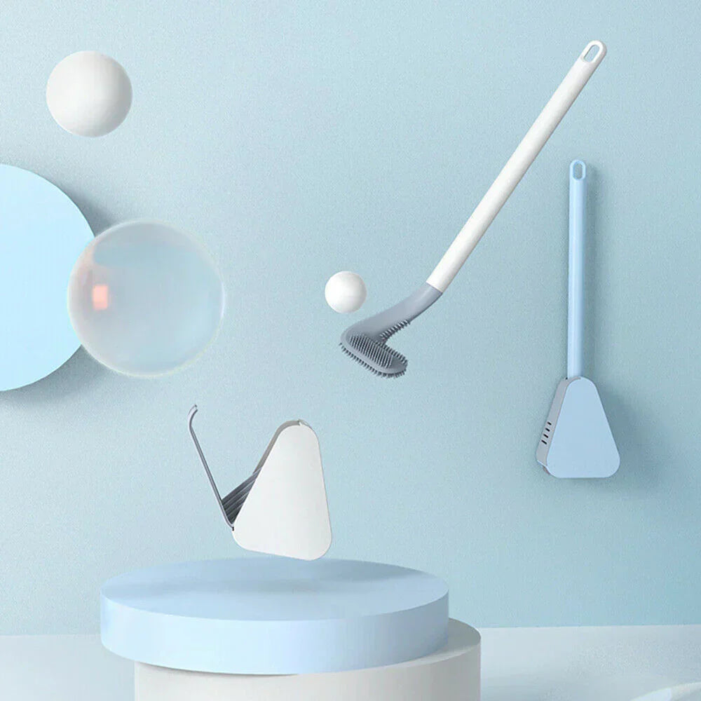 Silikon-WC-Bürste mit Wandhalterung für das Badezimmer – flexibler Bürstenkopf, belüftet, ohne Bohren, 4 Farben