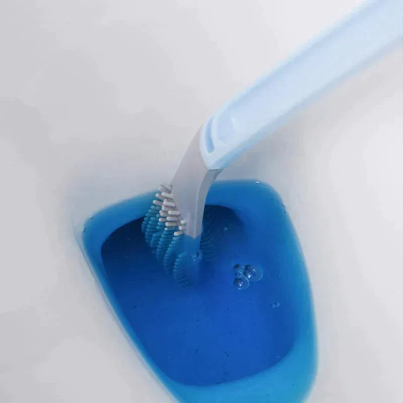 Silikon-WC-Bürste mit Wandhalterung für das Badezimmer – flexibler Bürstenkopf, belüftet, ohne Bohren, 4 Farben