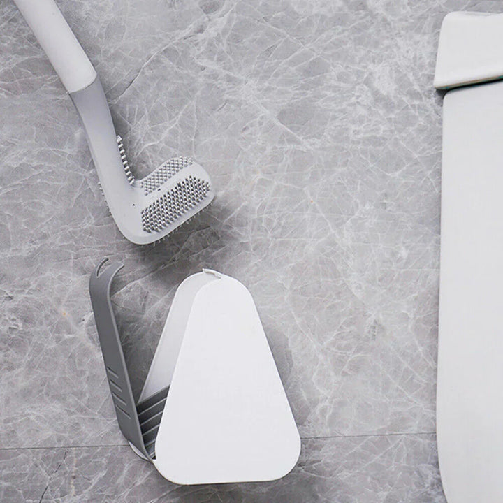 Silikon-WC-Bürste mit Wandhalterung für das Badezimmer – flexibler Bürstenkopf, belüftet, ohne Bohren, 4 Farben
