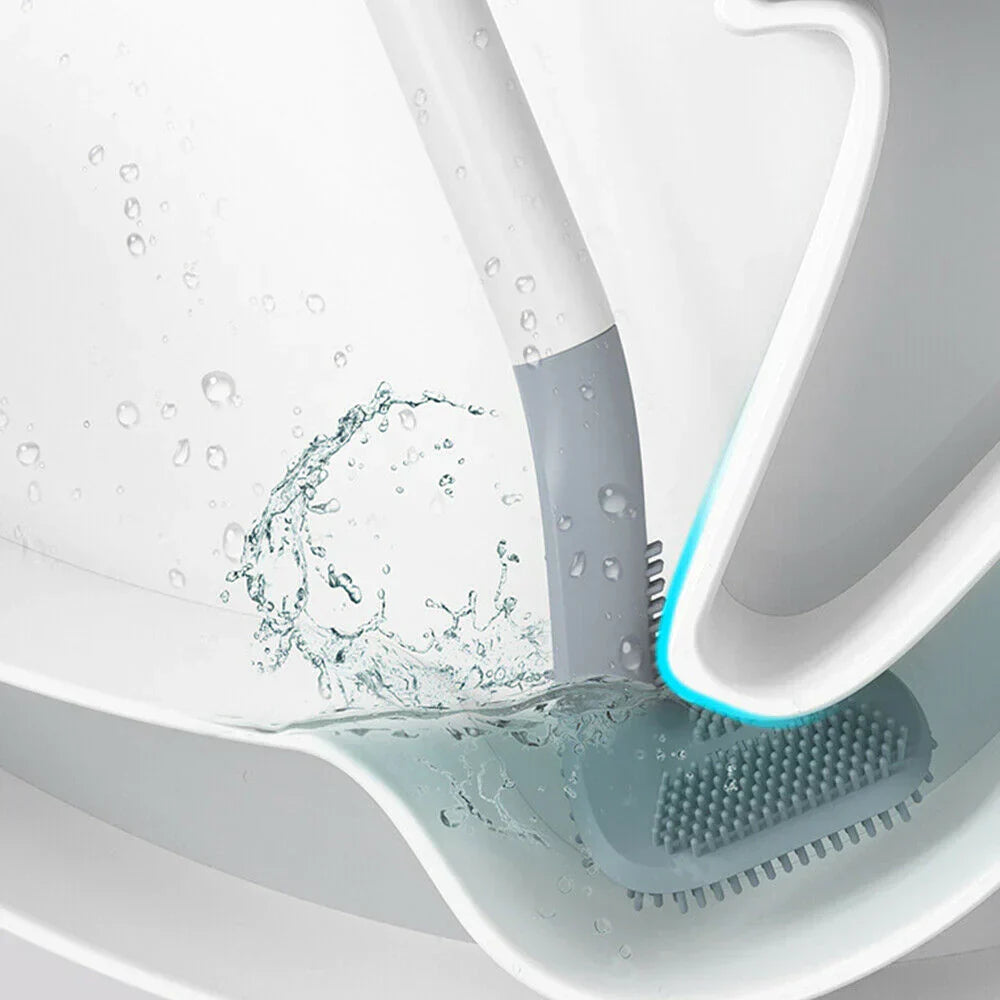 Silikon-WC-Bürste mit Wandhalterung für das Badezimmer – flexibler Bürstenkopf, belüftet, ohne Bohren, 4 Farben