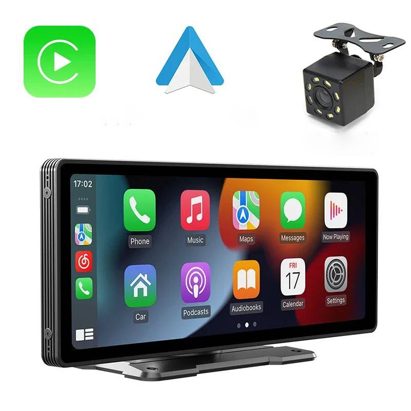 Tragbarer Auto-Touchscreen mit 10,26 Zoll, Bluetooth und Rückfahrkamera für Navigation, Musik und Telefonate – 12-V-Anschluss, FM und AUX