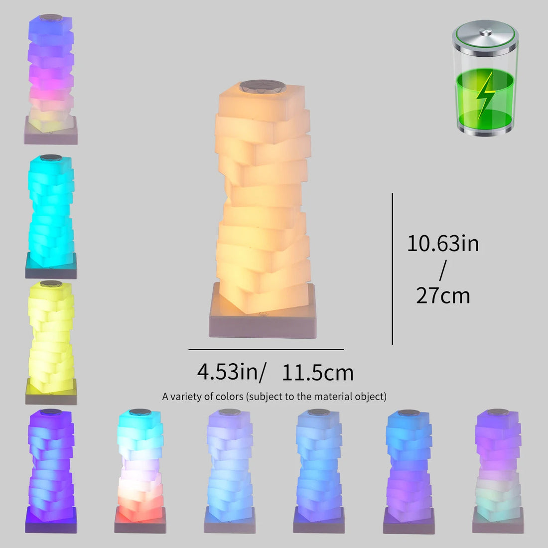 RGB-LED-Nachttischlampe mit Touch-Bedienung für Schlafzimmer und Schreibtisch – 16 Farben, dimmbar, mit Akku oder Kabel, eckig oder rund, Weiß