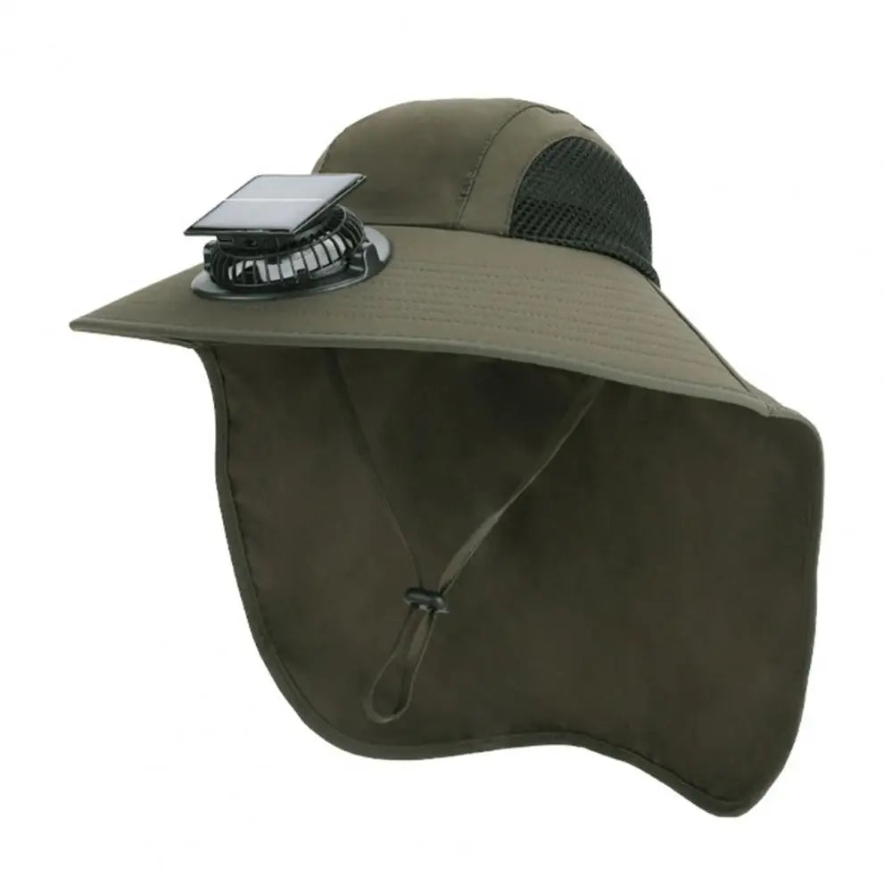 Sonnenhut mit Solar-Ventilator, USB-Ladung und Nackentuch für Outdoor-Aktivitäten und Arbeiten im Freien – Kopfumfang 55–60 cm, 3 Stufen, 7 Farben